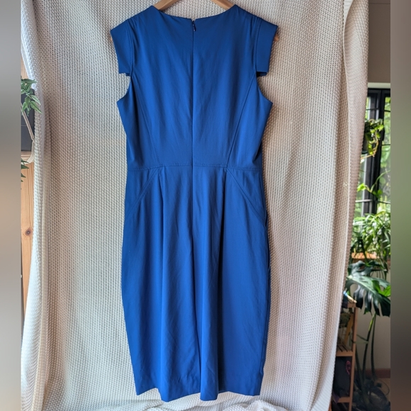 J Crew Resume Dress Wool Blend Sheath Cap Sleeves Pockets Size 8 Royal Blue - Picture 3 of 7